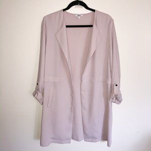 BAR III Pink Draped Open Front Trench Duster